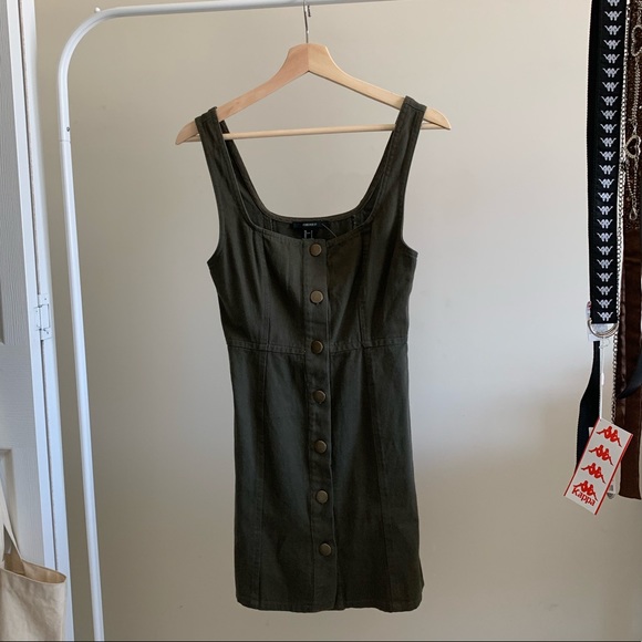 Button Front Overall Dress - Picture 1 of 6